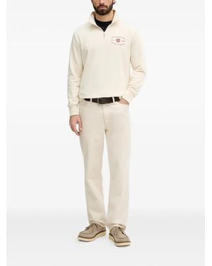 GANT Bestickter Pullover Mit Viertelreißverschluss - Natur