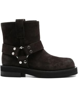 3Juin Steve Buckle-Strap Suede Boots - Black