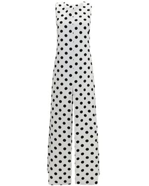 Sa Su Phi Tuxedo Maxi-Jurk Met Stippen - Wit