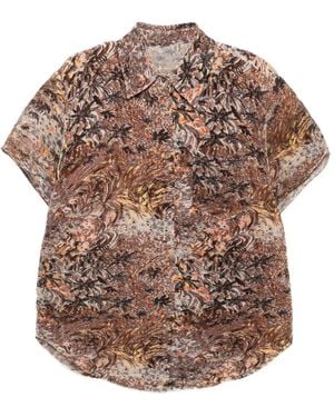 JNBY Blouse Met Bloemenprint En Korte Mouwen - Bruin