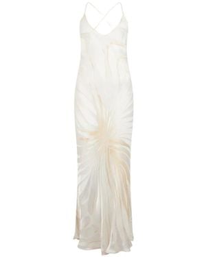 Roberto Cavalli Devoré Maxi Dress - White