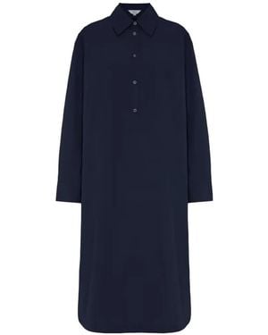 Malo Pleated Button-Up Dress - Blue