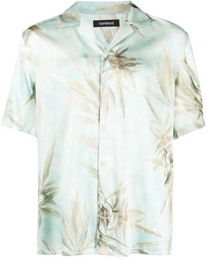 NAHMIAS Palm Tree-Print Bowling Shirt - White