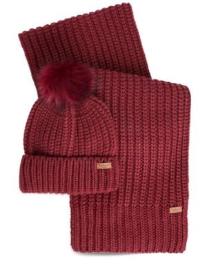 Barbour Saltburn Beanie & Scarf Gift Set - Red