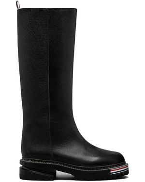 Thom Browne Stripe-Detailed Leather Boots - Black