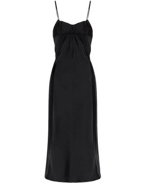 Jil Sander Gathered-Bustier Midi Dress - Black