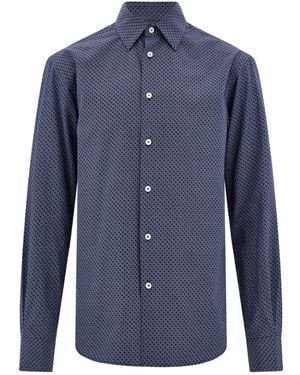 Ferragamo Monogram Poplin Shirt - Blue