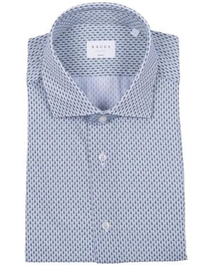 Xacus Geometric-Print Shirt - Blue