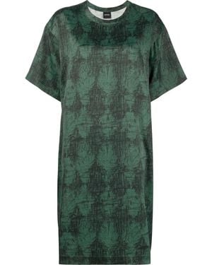 Aspesi Scribble-Print T-Shirt Dress - Green
