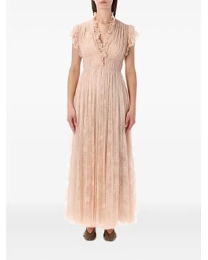 Alberta Ferretti Pleated Slip-On Maxi Dress - Pink