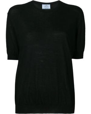 Prada Kurzärmliges Strickoberteil - Schwarz