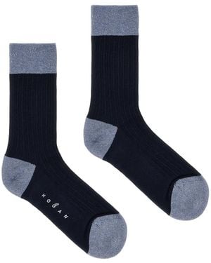 Hogan Ribgebreide Sokken - Blauw