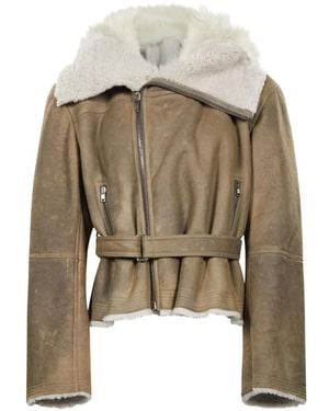 Rick Owens Flight Shearling Jacket - White