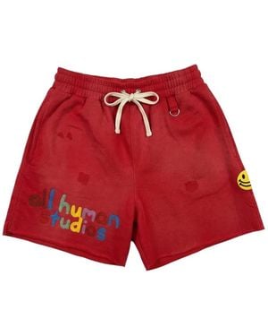 ALL HUMAN Distressed embroidered shorts - Rot