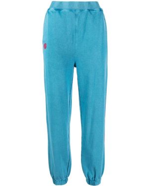 Aape By A Bathing Ape Moonface-Appliqué Cotton Track Trousers - Blue