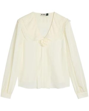 RIXO London Emelin Flower-Appliqué Blouse - White