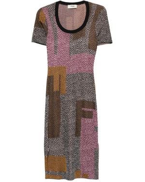 Fendi Robe Mi-Longue À Imprimé Géométrique - Brown