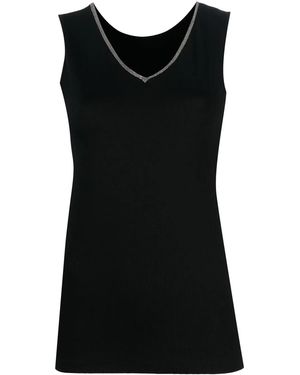 Fabiana Filippi Bead-Embellished V-Neck Tank Top - Black
