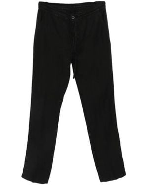 120% Lino Drawstring-Waist Straight-Leg Pants - Black