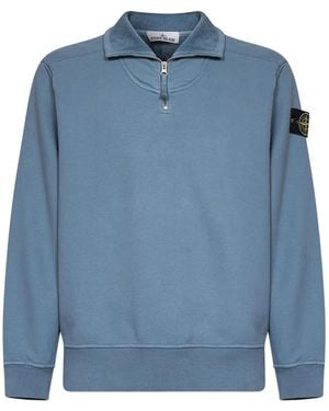Stone Island Sudadera 6100021 De Algodón Orgánico Cepillado Y Tejido Polar - Azul