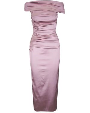Talbot Runhof Vestido De Satén - Morado