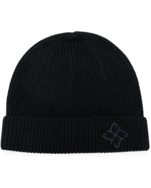 Tagliatore Grouse Logo-Embroidered Ribbed Beanie Hat - Black