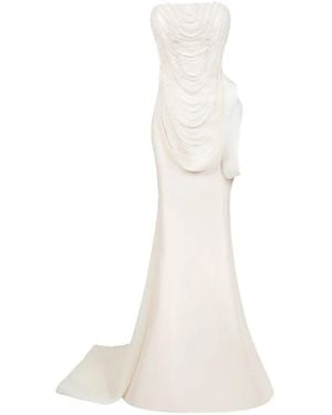 Gaby Charbachy Robe Longue À Fleurs - White