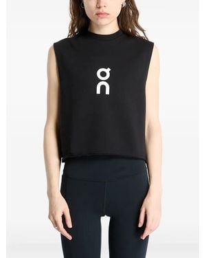 On Shoes Logo-Print Performance Tank Top - Black