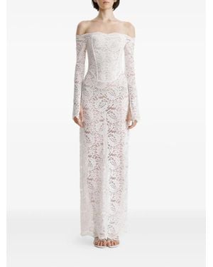 2310 STUDIO Vestido Largo Con Hombros Descubiertos - Blanco