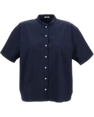 #MSM Camicia Con Colletto Alla Coreana - Blu