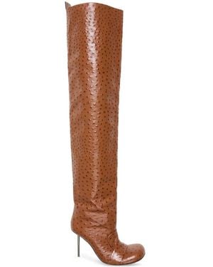 Acne Studios 100Mm Ostrich-Print Stiletto Boots - Brown