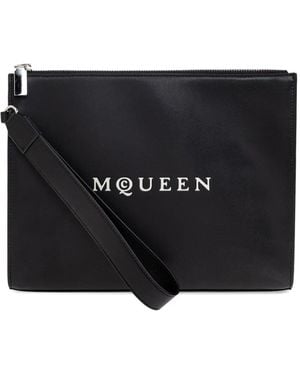 McQueen Leather Clutch Bag - Black