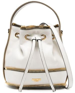 Moschino Borsa A Secchiello Con Zip - Bianco