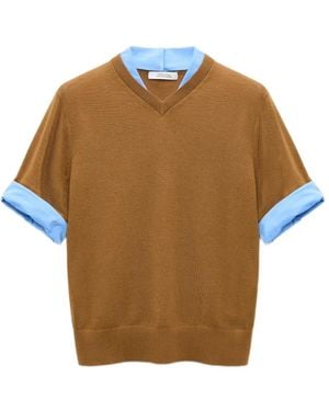 Dorothee Schumacher V-Neck Layered-Effect Jumper - Brown
