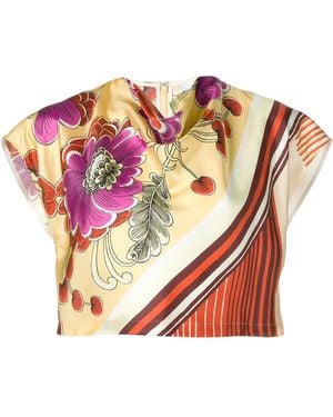 Chloé Satin Printed Crop-Top - Multicolor