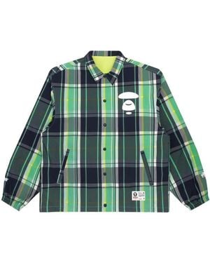 Aape By A Bathing Ape Moonface Reversible Check Jacket - Green