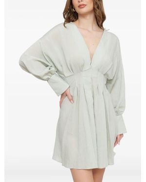 Ottod'Ame V-Neck Pleated Mini Dress - Gray