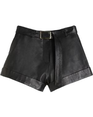 Sportmax Belted Straight Shorts Back And Side Pockets - Black