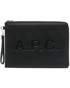 A.P.C. レザークラッチバッグ - ブラック