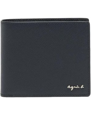 agnès b. Logo-Plaque Leather Wallet - Blue