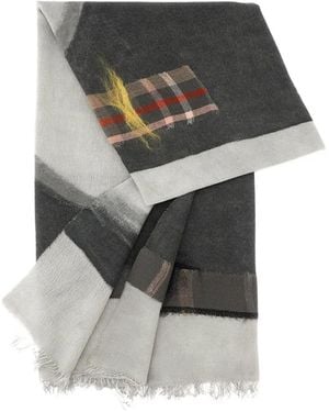 Exquisite J Patchwork Fringed Scarf - Grey