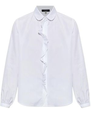 R13 Camisa Con Cuello Peter Pan Y Ribete De Volantes - Blanco