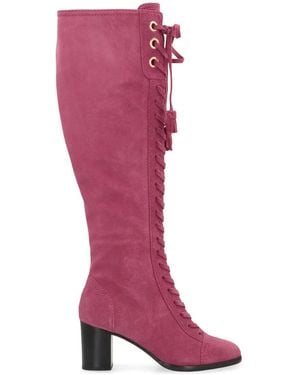 Alberta Ferretti Lace-Up Suede Boots - Pink