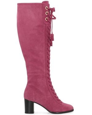 Alberta Ferretti Lace-up suede boots - Pink