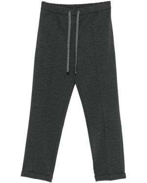 Le Tricot Perugia Drawstring-Waist Turn-Up Pants - Gray