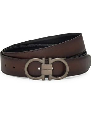 Ferragamo Reversible And Adjustable Gancini Belt - Brown