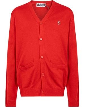 A Bathing Ape X Kid Cudi Logo-Patch Cardigan - Red