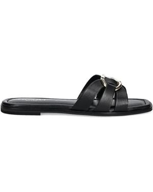 Twinset Crossover Flat Sandals - Black