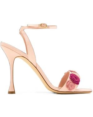 Manolo Blahnik Raosnu Floral-Applique Sandals - Pink