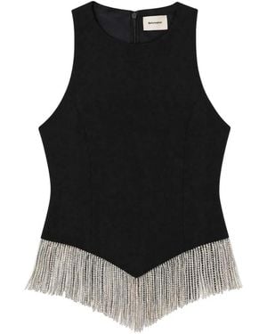 Reformation Sovina Crystal-Fringe Sleeveless Top - Black